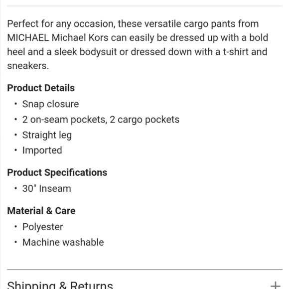 Michael Michael Kors black NWT textured satin cargo pants size 12 - Picture 12 of 12